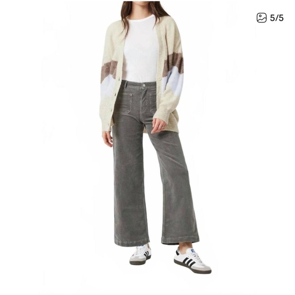 Mavi Pants - Women’s Mavi Corduroy Cropped Wide Leg Pants Size 29‎ Grey Paloma Marine